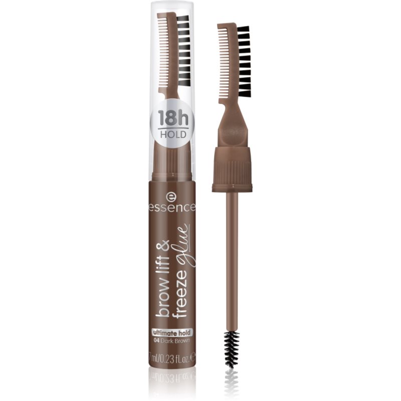 essence Brow Lift & Freeze transparentný gél na obočie odtieň 04 Dark Brown 7 ml