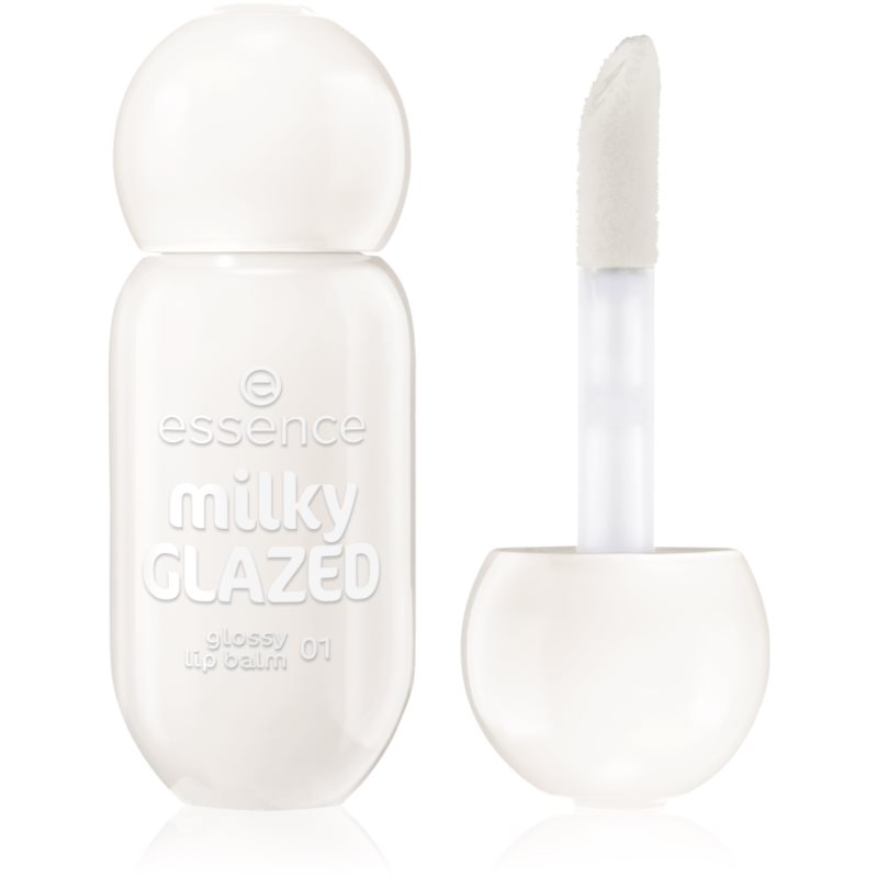 essence milky GLAZED tónovací balzam na pery s leskom odtieň 01 Sheeriously Creamy 4 ml