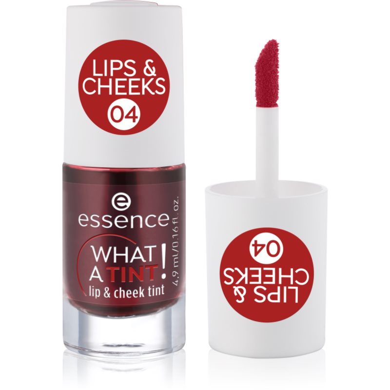 essence WHAT A TINT! tekutá lícenka a lesk na pery odtieň 04 Strawberry Rush 4.9 ml