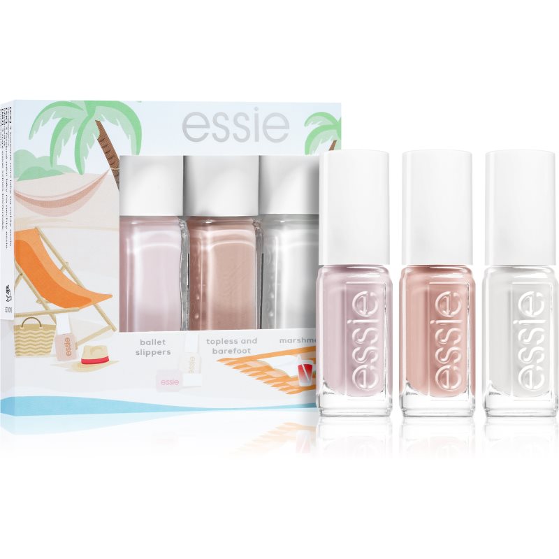 essie mini triopack summer körömlakk szett ballet slippers, topless and barefoot, marshmallow árnyalat