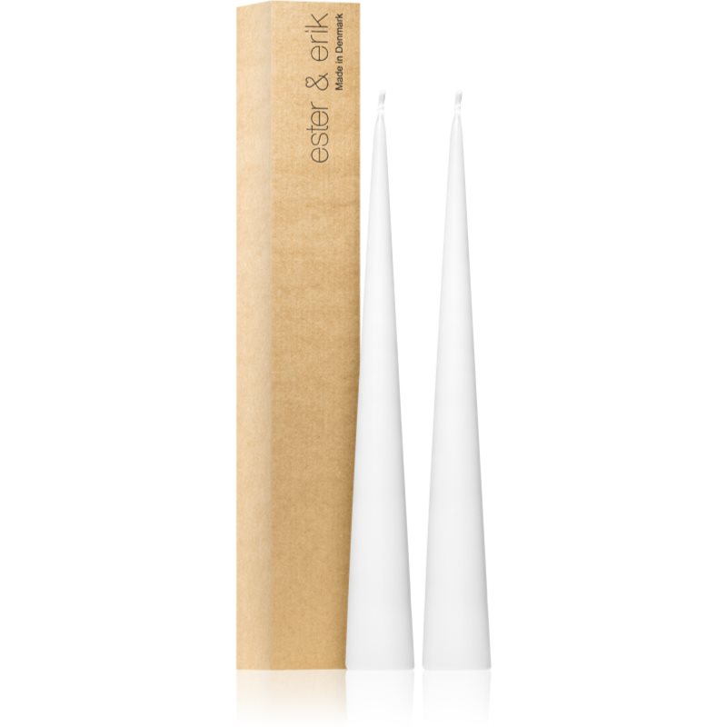 ester & erik cone candles pure white (no. 31) dekoratyvinė žvakė 2x37 cm