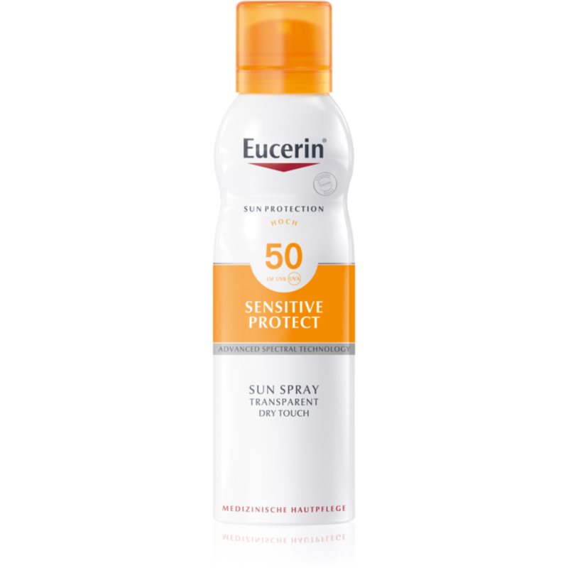 Eucerin Sun Sensitive Protect transparentes Bräunungsspray für empfindliche Haut SPF 50+ 200 ml