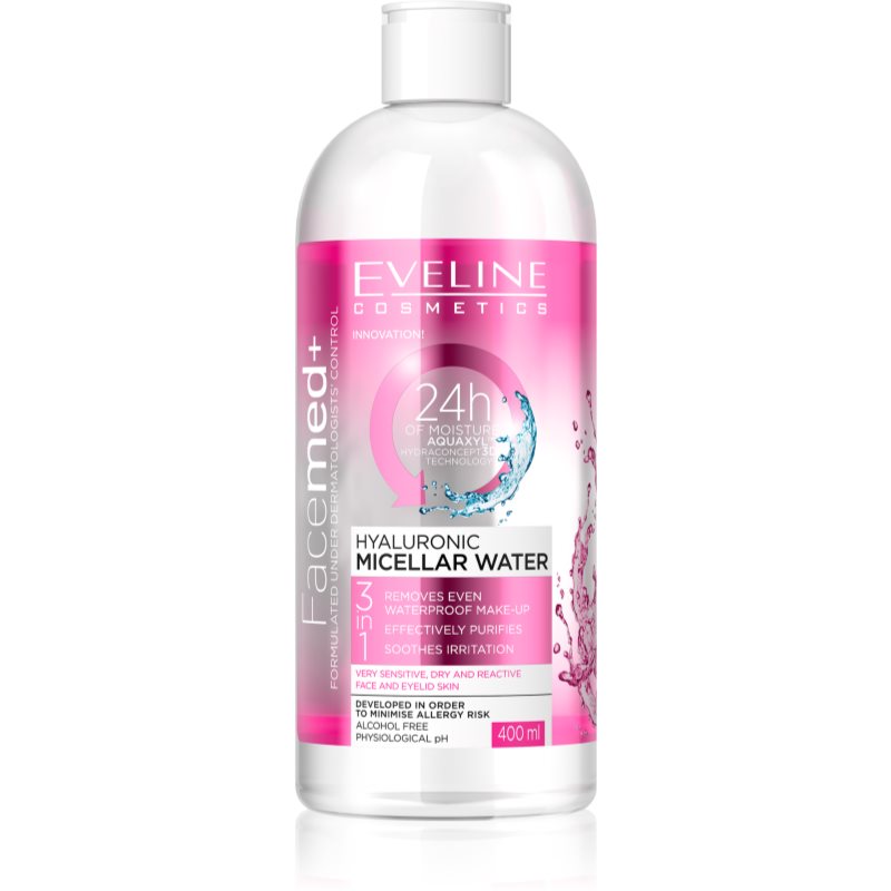 Eveline Cosmetics FaceMed+ micellar water with hyaluronic acid 3-in-1 400 ml

