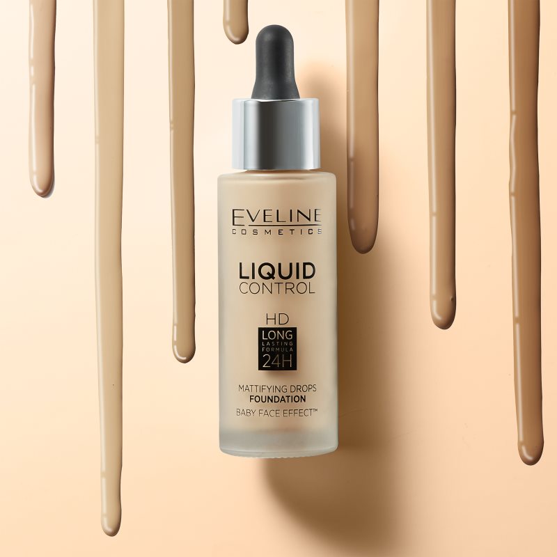 Eveline Cosmetics Liquid Control Liquid Foundation With Pipette Shade 010 Light Beige 32 Ml