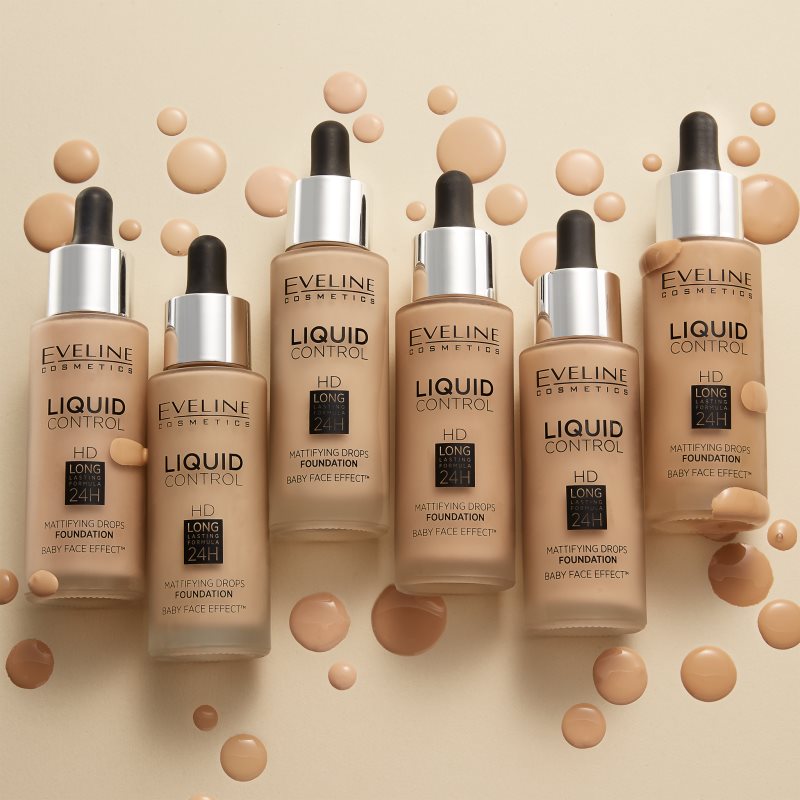 Eveline Cosmetics Liquid Control Flüssiges Make-Up mit einer Pipette Farbton 040 Warm Beige 32 ml
