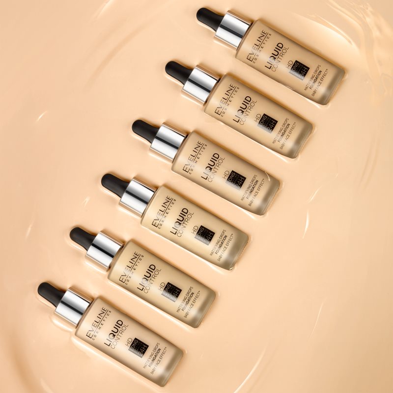 Eveline Cosmetics Liquid Control Liquid Foundation With Pipette Shade 015 Light Vanilla 32 Ml