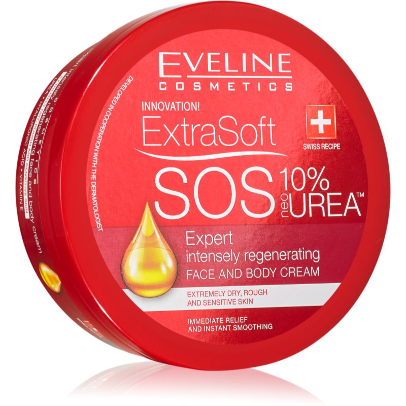 Eveline Cosmetics Extra Soft SOS інтенсивний відновлюючий крем для тіла та обличчя 175 мл