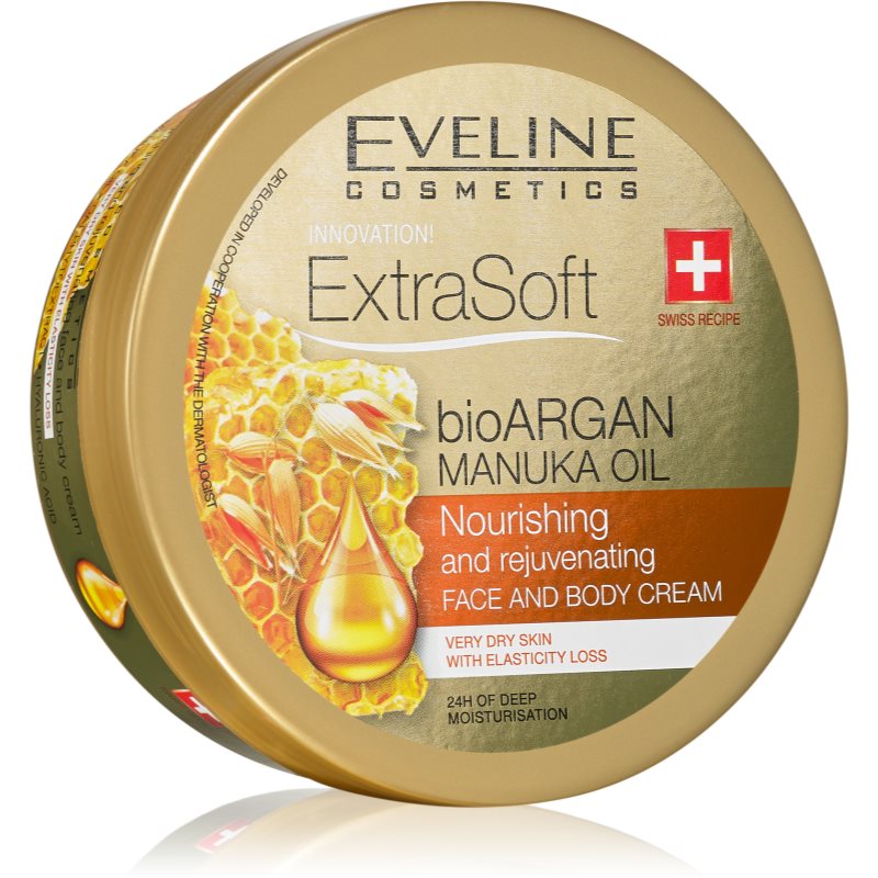 Eveline Cosmetics Extra Soft зволожуючий крем для обличчя та тіла з екстрактом аграну 175 мл