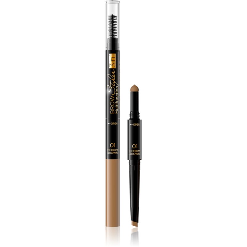 Eveline Cosmetics Brow Styler олівець для брів 3в1 відтінок 01 Medium Brown 1,2 гр