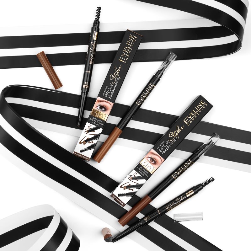 Eveline Cosmetics Brow Styler Präzisionsaugenbrauenstift 3in1 Farbton 02 Dark Brown 1,2 g