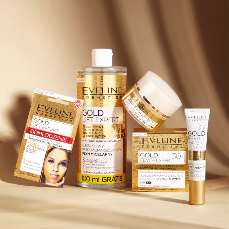 Eveline Cosmetics Gold Revita Expert зміцнюючий крем навколо очей з охолоджуючим ефектом 15 мл