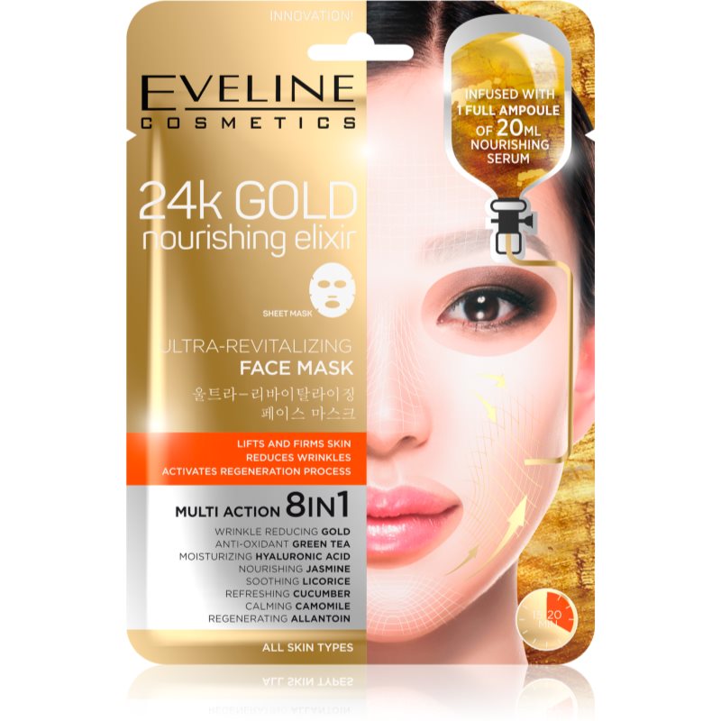 Eveline Cosmetics 24k Gold Nourishing Elixir stangrinamoji kaukė 1 vnt.