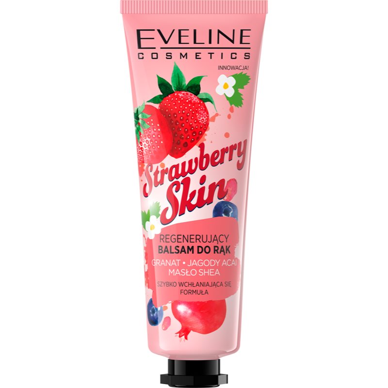 Eveline Cosmetics Strawberry Skin ošetrujúci balzam na ruky s vôňou jahôd 50 ml