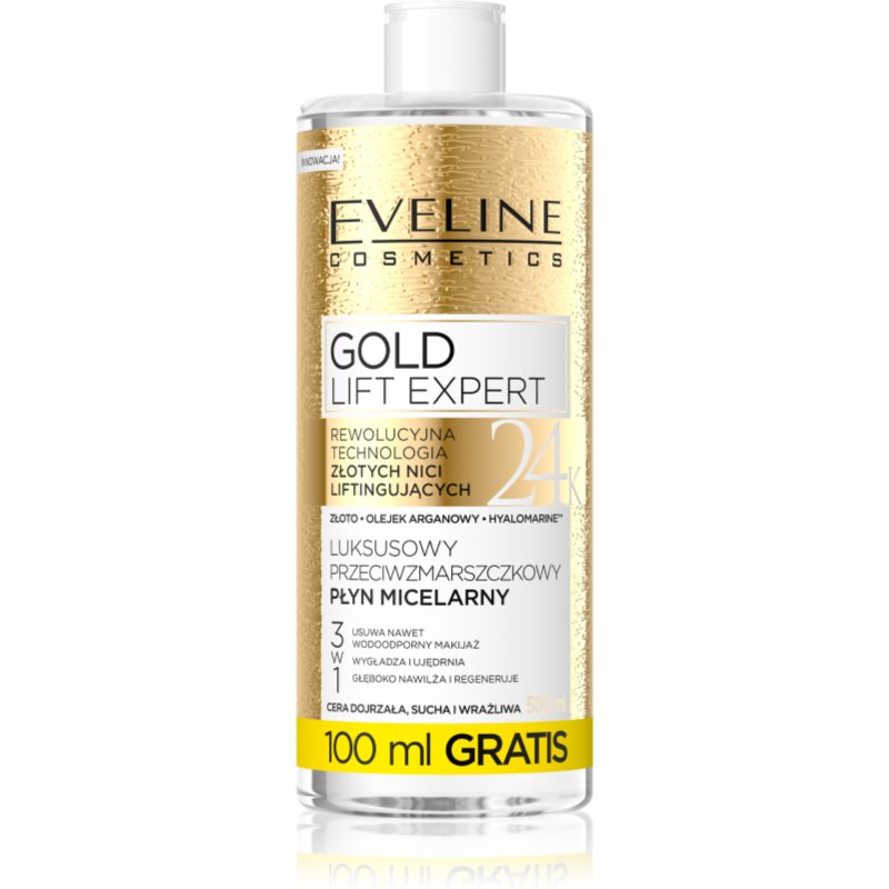 Eveline Cosmetics Gold Lift Expert tisztító micellás víz érett bőrre 500 ml