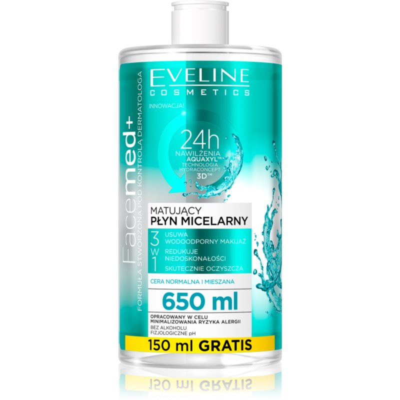 Eveline Cosmetics FaceMed+ міцелярна вода з матуючим ефектом 650 мл
