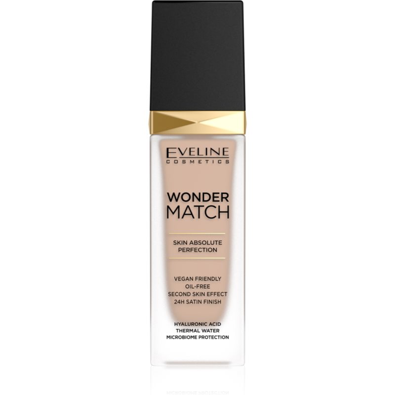 Eveline Cosmetics Wonder Match Long-lasting Liquid Foundation With Hyaluronic Acid Shade 12 Light Natural 30 Ml