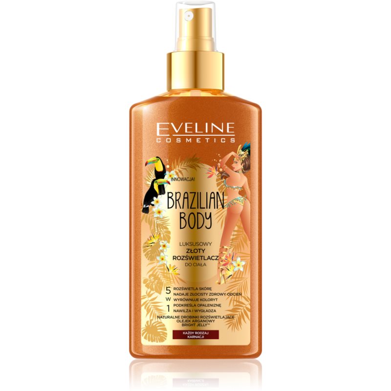 Eveline Cosmetics Brazilian Body hydratačný telový sprej trblietavý 150 ml