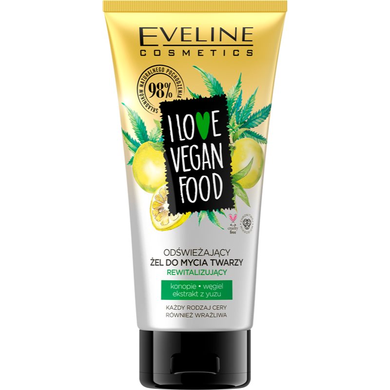 Eveline Cosmetics Eveline Cosmetics I Love Vegan Food δροσιστικό καθαριστικό τζελ για λαμπρή επιδερμίδα 150 μλ