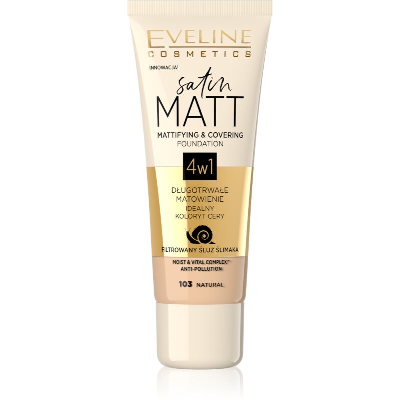 E-shop Eveline Cosmetics Satin Matt matující make-up se šnečím extraktem odstín 103 Natural 30 ml