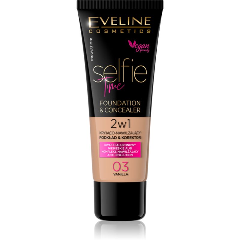 Eveline Cosmetics Selfie Time Make-up und Korrektor 2 in 1 Farbton 03 Vanilla 30 ml