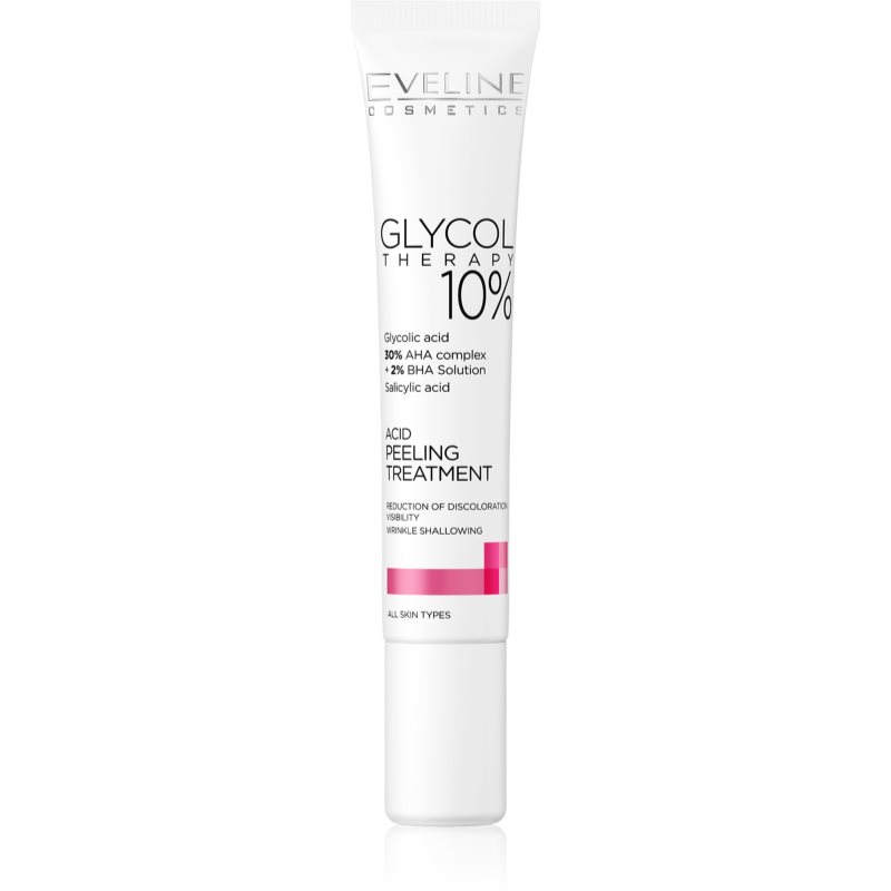 Eveline Cosmetics Glycol Therapy aktívny peeling pre jemnú a vyhladenú pleť s kyselinami 20 ml