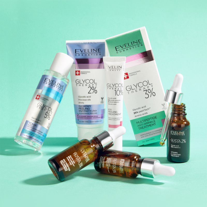 Eveline Cosmetics Glycol Therapy активний пілінг для ніжної та розгладженої шкіри з кислотами 20 мл