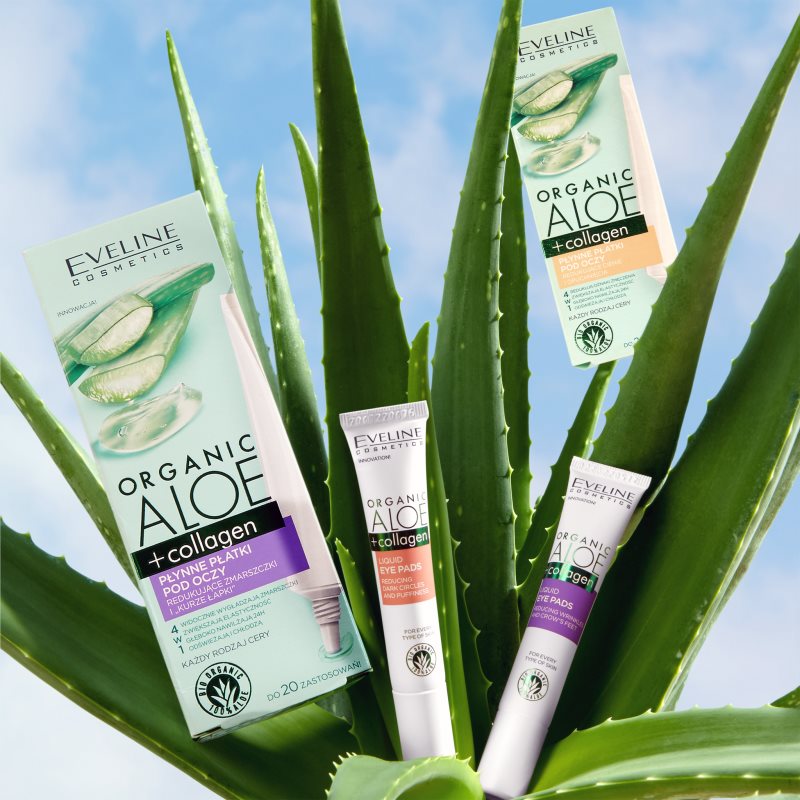 Eveline Cosmetics Organic Aloe+Collagen гель для шкіри навколо очей проти набряків та темних кіл 20 мл