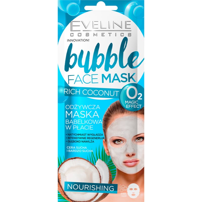 E-shop Eveline Cosmetics Bubble Mask Rich Coconut vyživující plátýnková maska s kokosem 1 ks