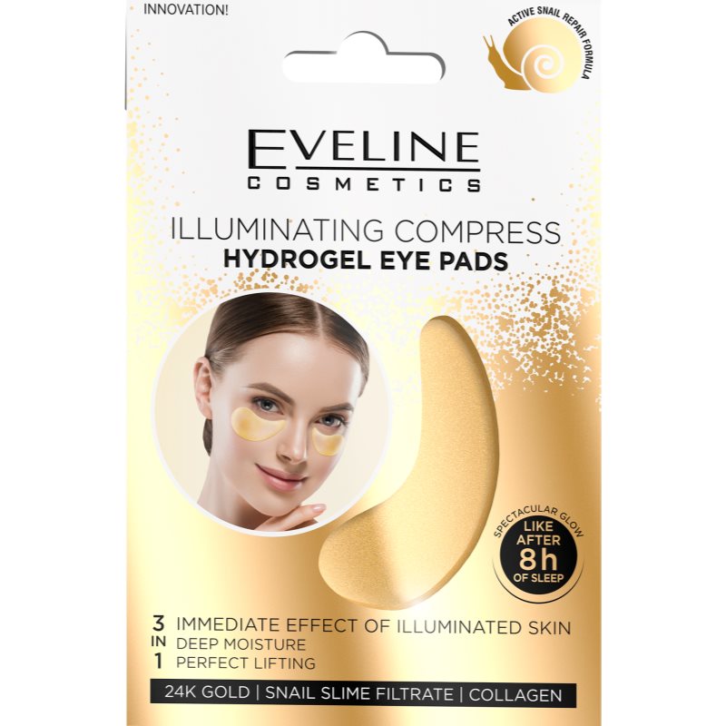 Eveline Cosmetics Gold Illuminating Compress hydrogélová maska na očné okolie s extraktom zo slimáka 2 ks