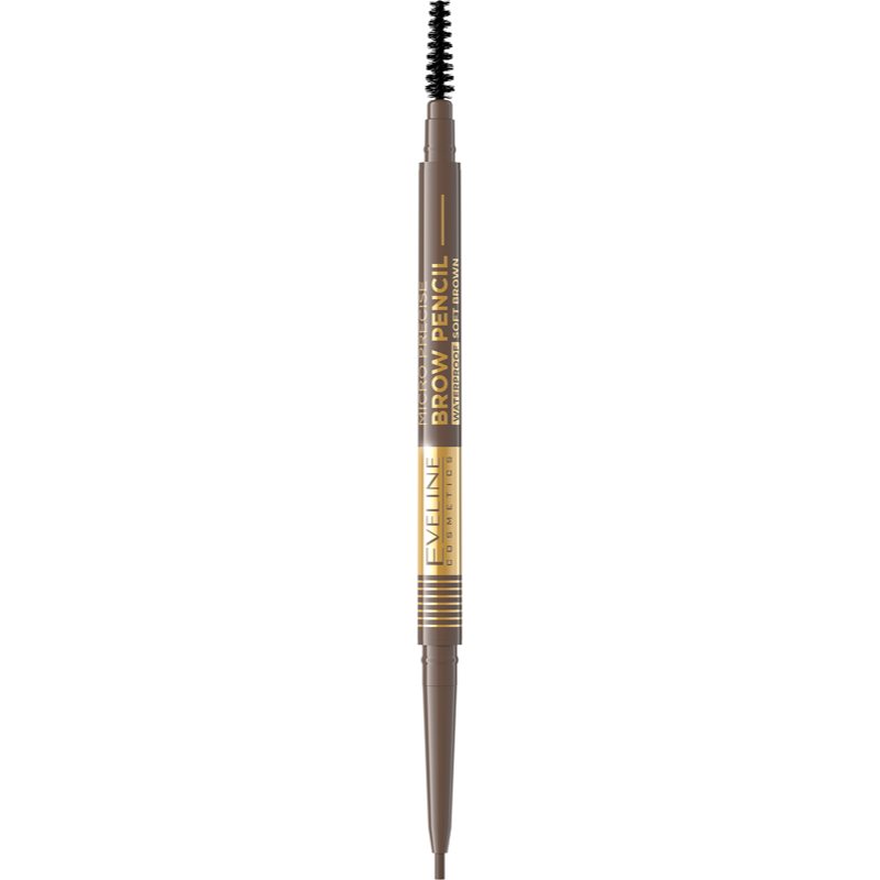 Eveline Cosmetics Micro Precise водостійкий олівець для брів з пензликом 2  в 1 відтінок 02 Soft Brown 4 гр
