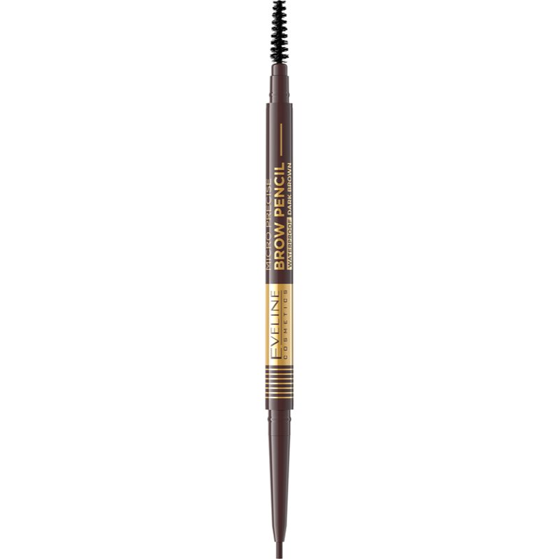 Eveline Cosmetics Micro Precise vodoodporen svinčnik za obrvi s krtačko 2v1 odtenek 03 Dark Brown 4 g