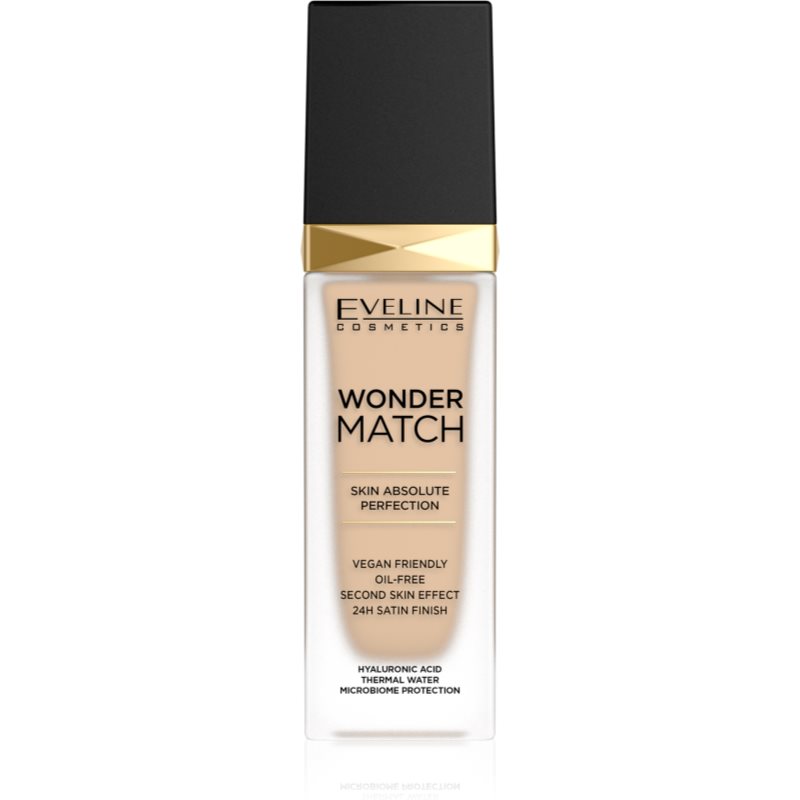 Eveline Cosmetics Wonder Match fard lichid de lunga durata cu acid hialuronic culoare 10 Light Vanilla 30 ml