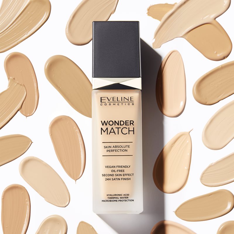 Eveline Cosmetics Wonder Match Long-lasting Liquid Foundation With Hyaluronic Acid Shade 30 Cool Beige 30 Ml