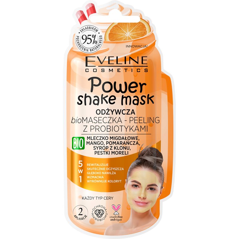 Eveline Cosmetics Power Shake peelingová pleťová maska s probiotiky 10 ml
