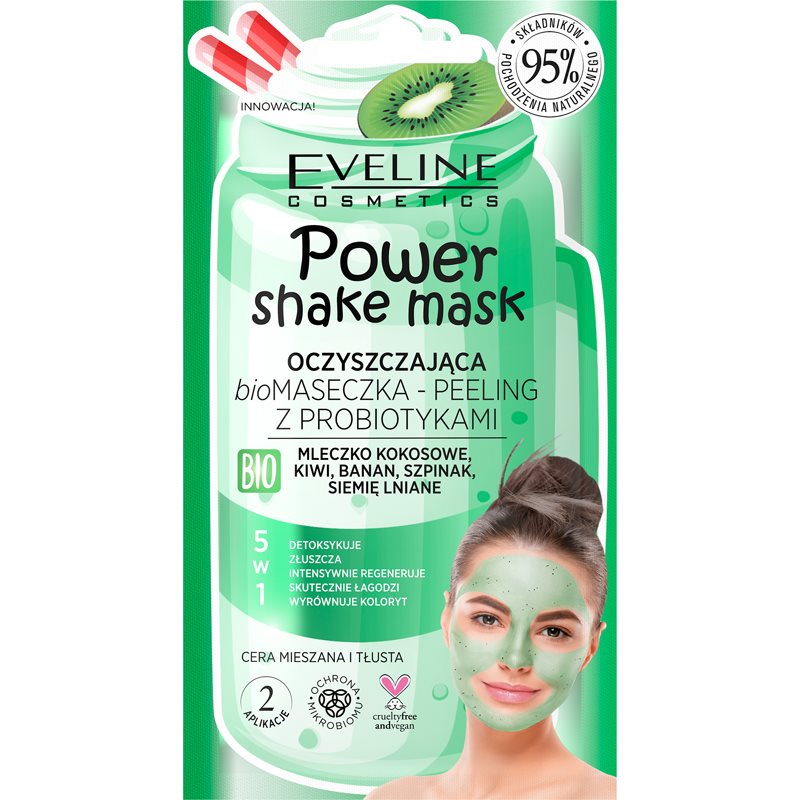 Eveline Cosmetics Power Shake čistiaca maska a peeling s probiotikami 10 ml