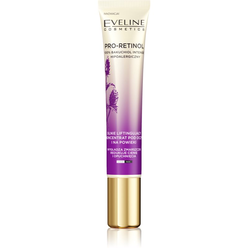 Eveline Cosmetics Pro-Retinol 100% Bakuchiol Intense легкий крем-ліфтінг для шкріри навколо очей 20 мл
