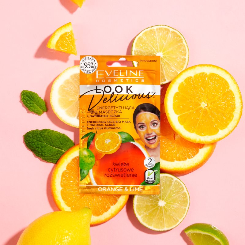 Eveline Cosmetics Look Delicious Orange & Lime feuchtigkeitsspendende und aufhellende Maske mit Peelingeffekt 10 ml