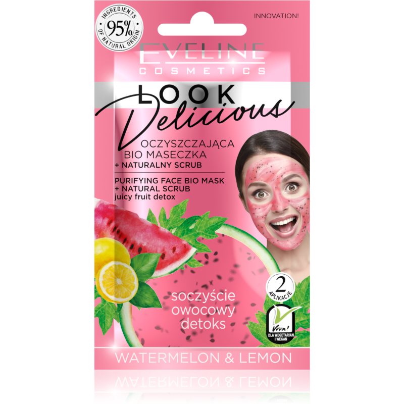 Eveline Cosmetics Look Delicious Watermelon & Lemon hydratační a rozjasňující maska na unavenou pleť 10 ml