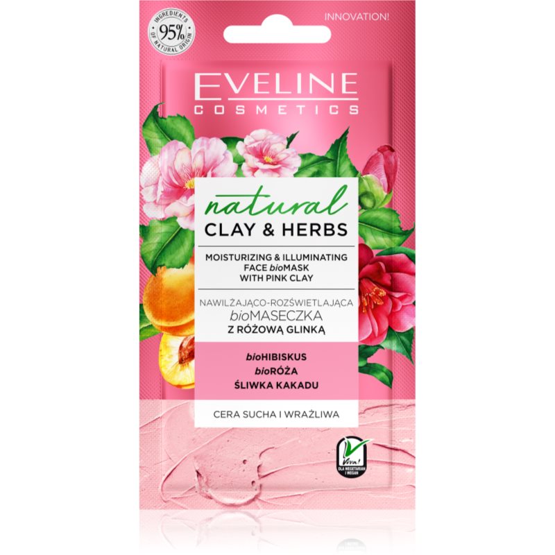 

Eveline Cosmetics Natural Clay & Herbs роз'яснююча зволожуюча маска з глиною