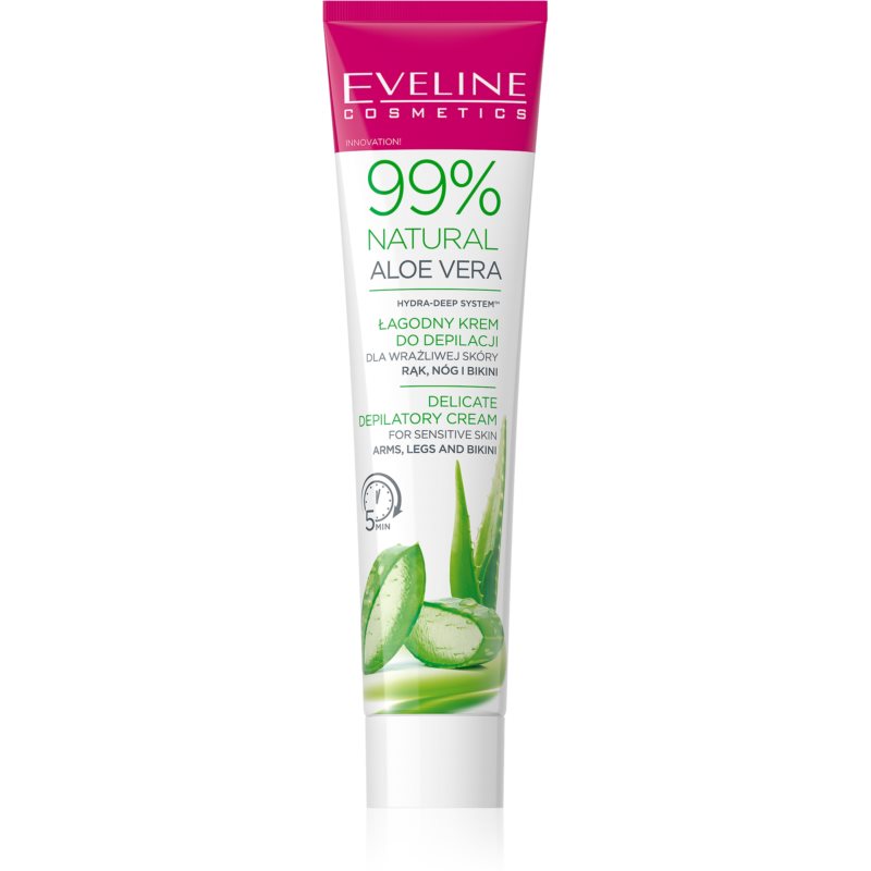 Eveline Cosmetics 99% Natural Aloe Vera raminamasis plaukelių šalinimo kremas bikinio sričiai ir pažastims 125 ml