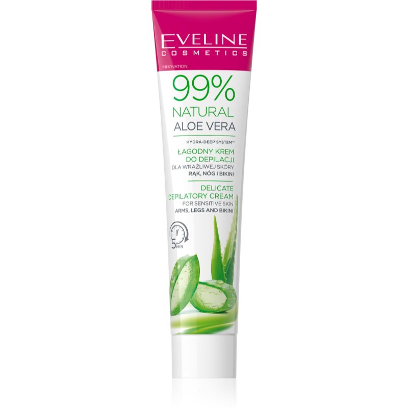 Eveline Cosmetics 99% Natural Aloe Vera заспокійливий крем для видалення волосся лінія бікіні та пахви 125 мл