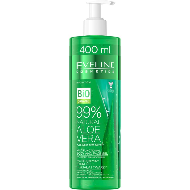 Eveline Cosmetics Bio Organic Natural Aloe Vera hydratační gel pro suchou a podrážděnou pokožku 400 ml