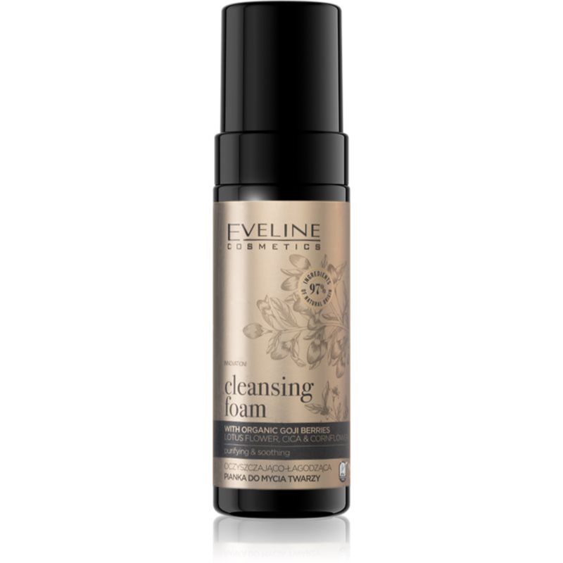 Eveline Cosmetics Organic Gold зволожуюча та заспокоююча очищуюча пінка для чутливої шкіри 150 мл