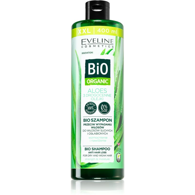 Eveline Cosmetics Bio Organic Natural Aloe Vera шампунь проти випадіння волосся з алое вера 400 мл