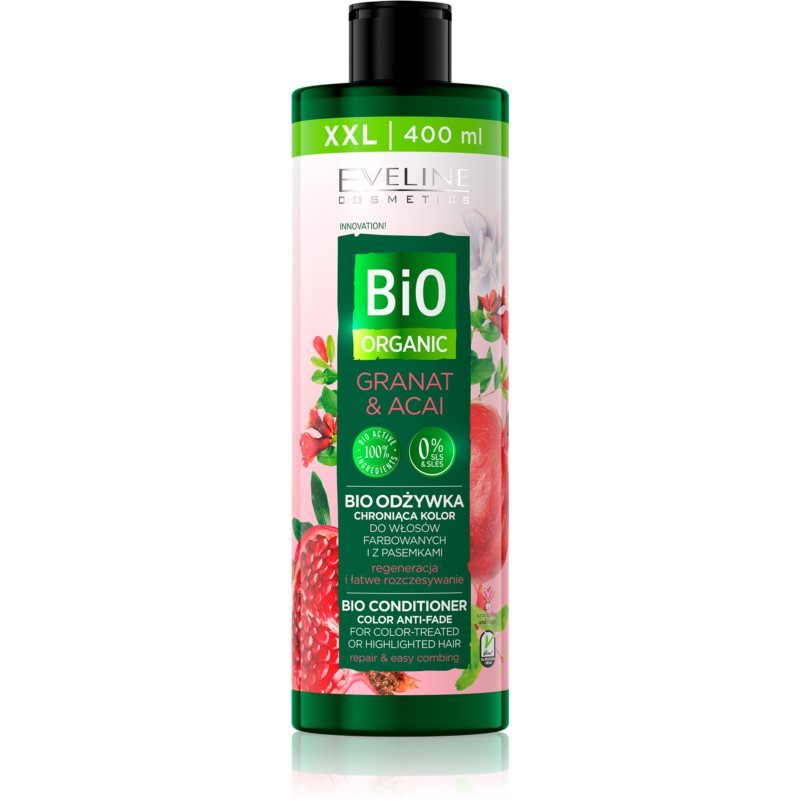 Eveline Cosmetics Bio Organic Granat & Acai відновлюючий кондиціонер для фарбованого та меліруваного волосся 400 мл