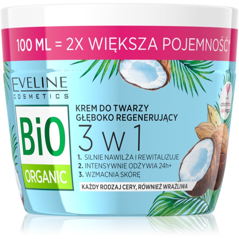 Eveline Cosmetics Bio Organic 3 in 1 hĺbkovo regeneračný krém na tvár 100 ml