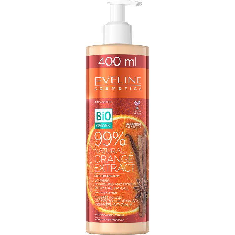 Eveline Cosmetics Bio Organic Natural Orange Extract výživný a zpevňující tělový krém s hřejivým účinkem 400 ml