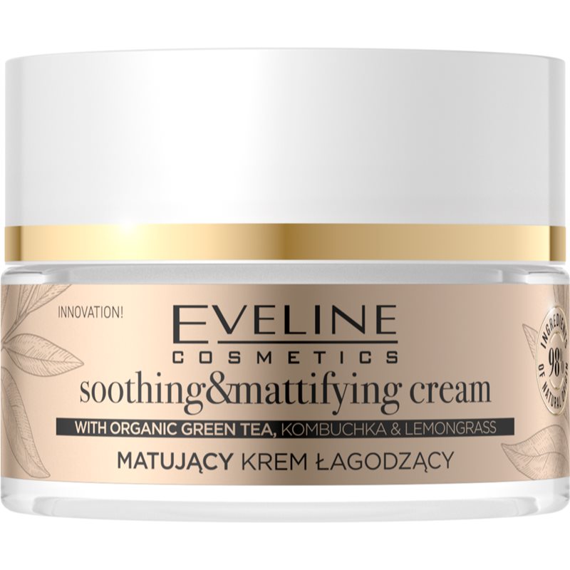 Eveline Cosmetics Organic Gold легкий матуючий крем для обличчя с зеленим чаєм 50 мл