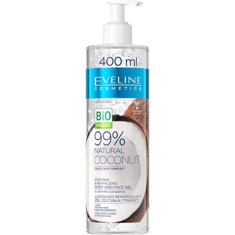 Eveline Cosmetics Bio Organic Natural Coconut заспокоюючий гель для чутливої шкіри 400 мл