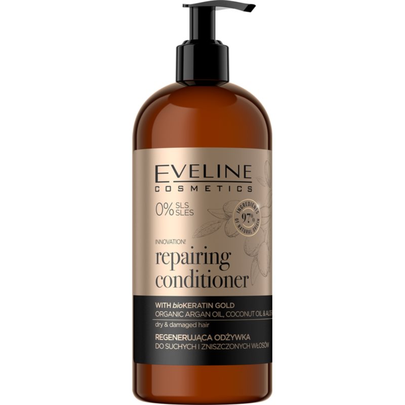 Eveline Cosmetics Organic Gold regeneračný kondicionér pre suché a poškodené vlasy 500 ml